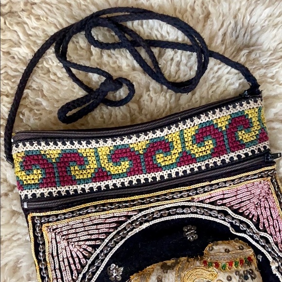 Vintage Indian Embroidered Elephant Shoulder Bag - Picture 2 of 8
